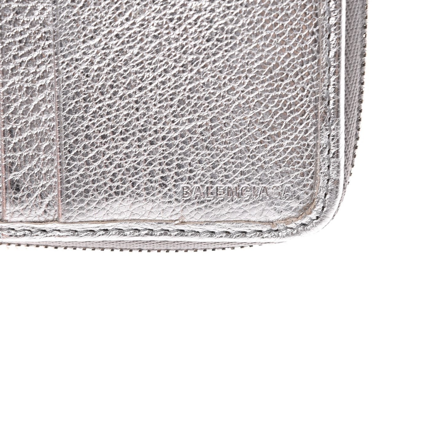 Metallic Goatskin Logo Everyday Multi Zip Wallet Argent Black