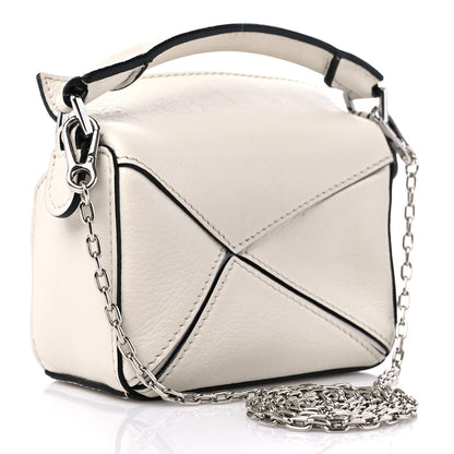 Loewe Calfskin Nano Puzzle Bag Soft White Black 3 of 9