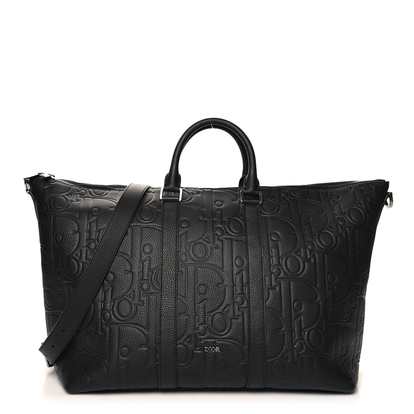 Grained Calfskin Embossed Dior Gravity Weekender 40 Black