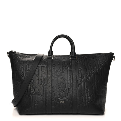 Christian Dior Grained Calfskin Embossed Dior Gravity Weekender 40 Black 1 of 9