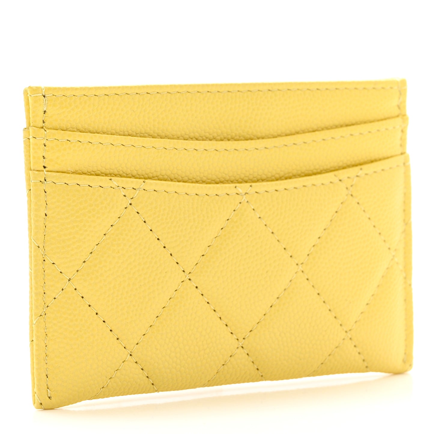Caviar Quilted Card Holder Yellow