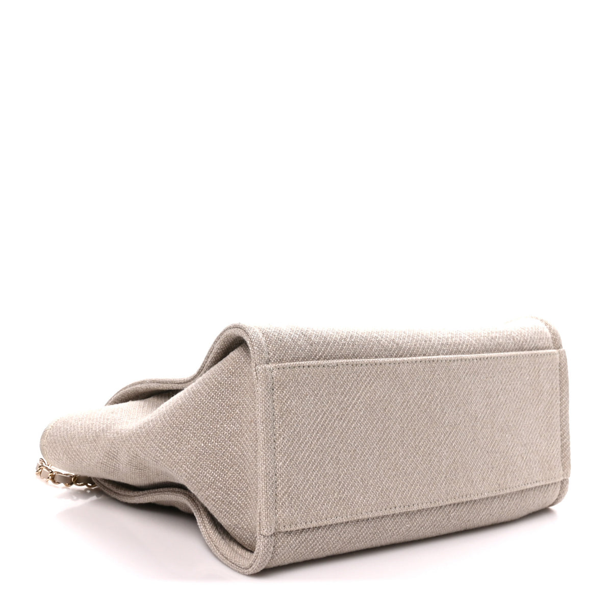 Mixed Fibers Calfskin Small Deauville Tote Beige White