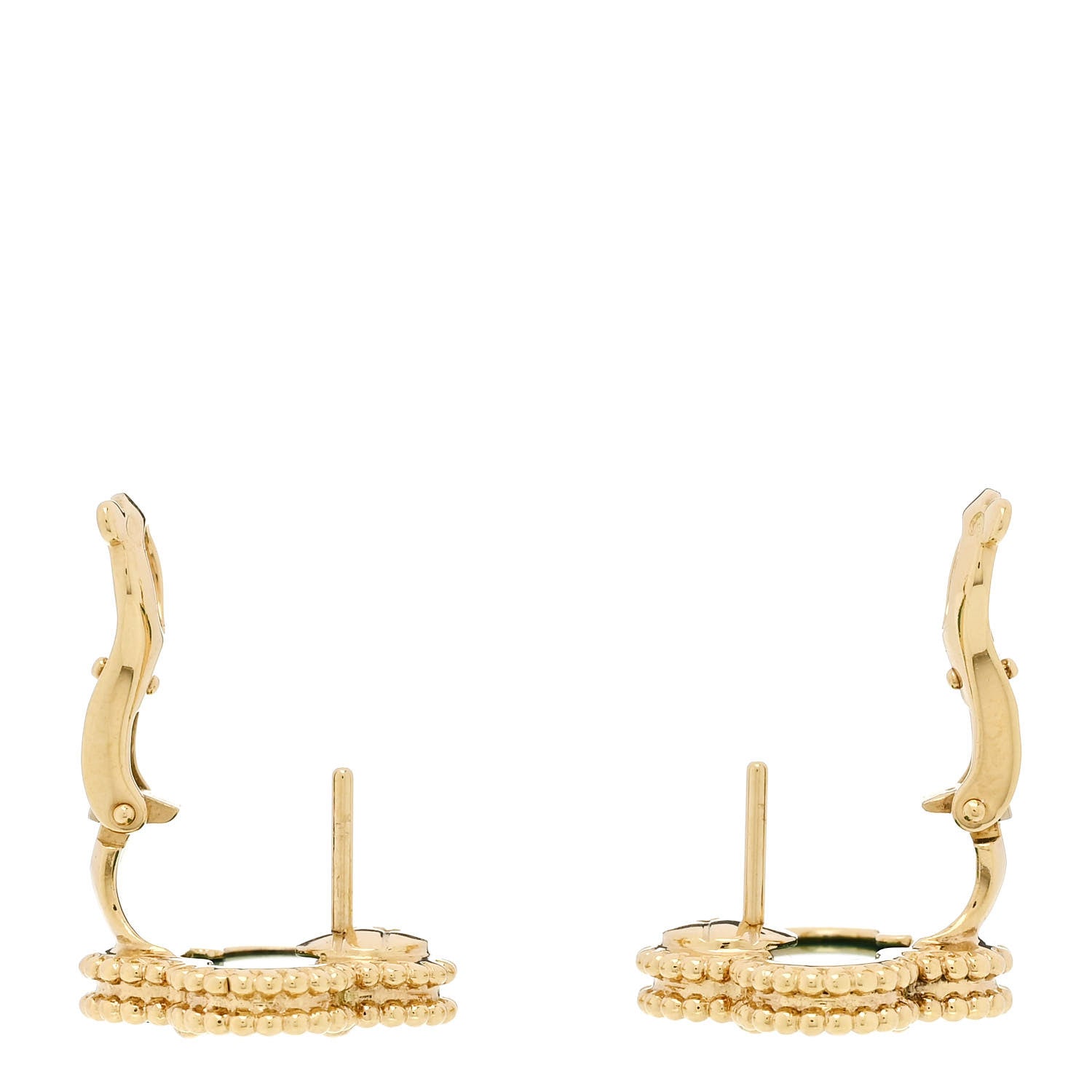 Van Cleef & Arpels 18K Yellow Gold Malachite Vintage Alhambra Earrings 3 of 5