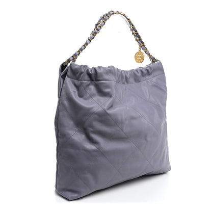 Chanel Shiny Caviar Quilted Monochrome Small Chanel 22 Light Purple 3 of 10