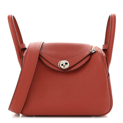 Hermes Taurillon Clemence Mini Lindy 20 Cuivre 1 of 11