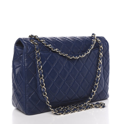 Chanel Lambskin Quilted Maxi Single Flap Dark Blue 3 of 12