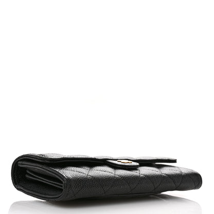 Chanel Caviar Quilted Large Gusset Flap Wallet Black 4 of 9