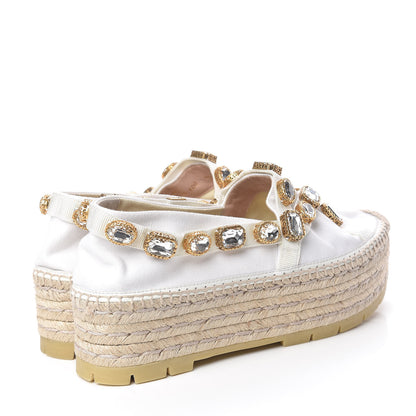 Gucci Canvas Crystal Embellished Platform Espadrilles 39 Great White 4 of 10