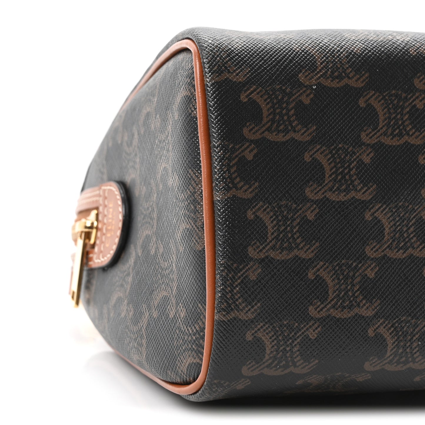 Triomphe Canvas Calfskin Small Boston Bag Tan