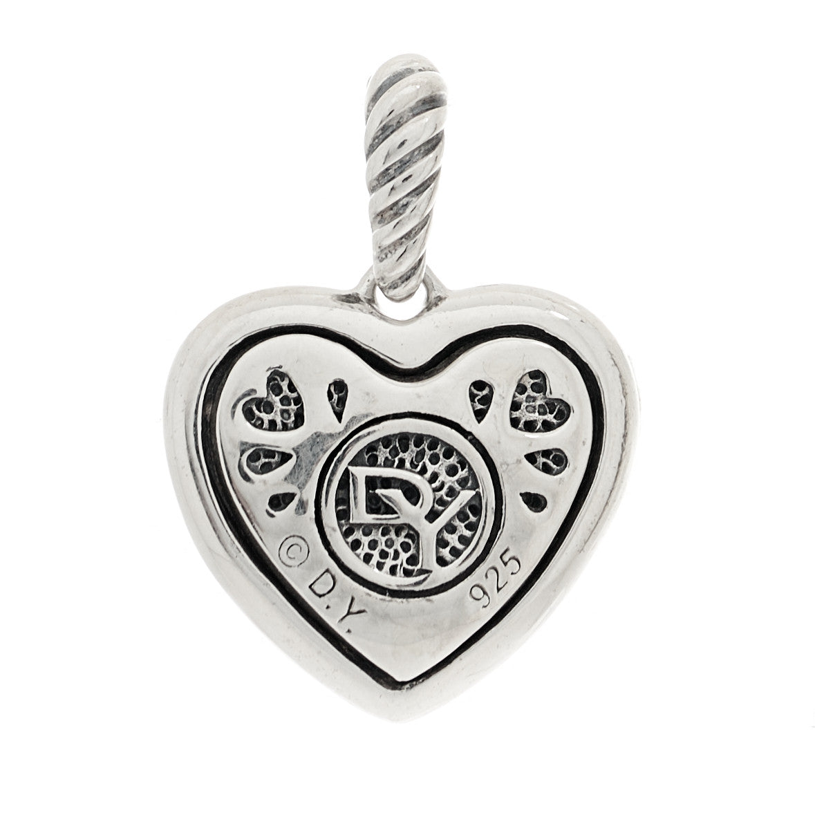 Sterling Silver Diamond Cable Heart Pendant