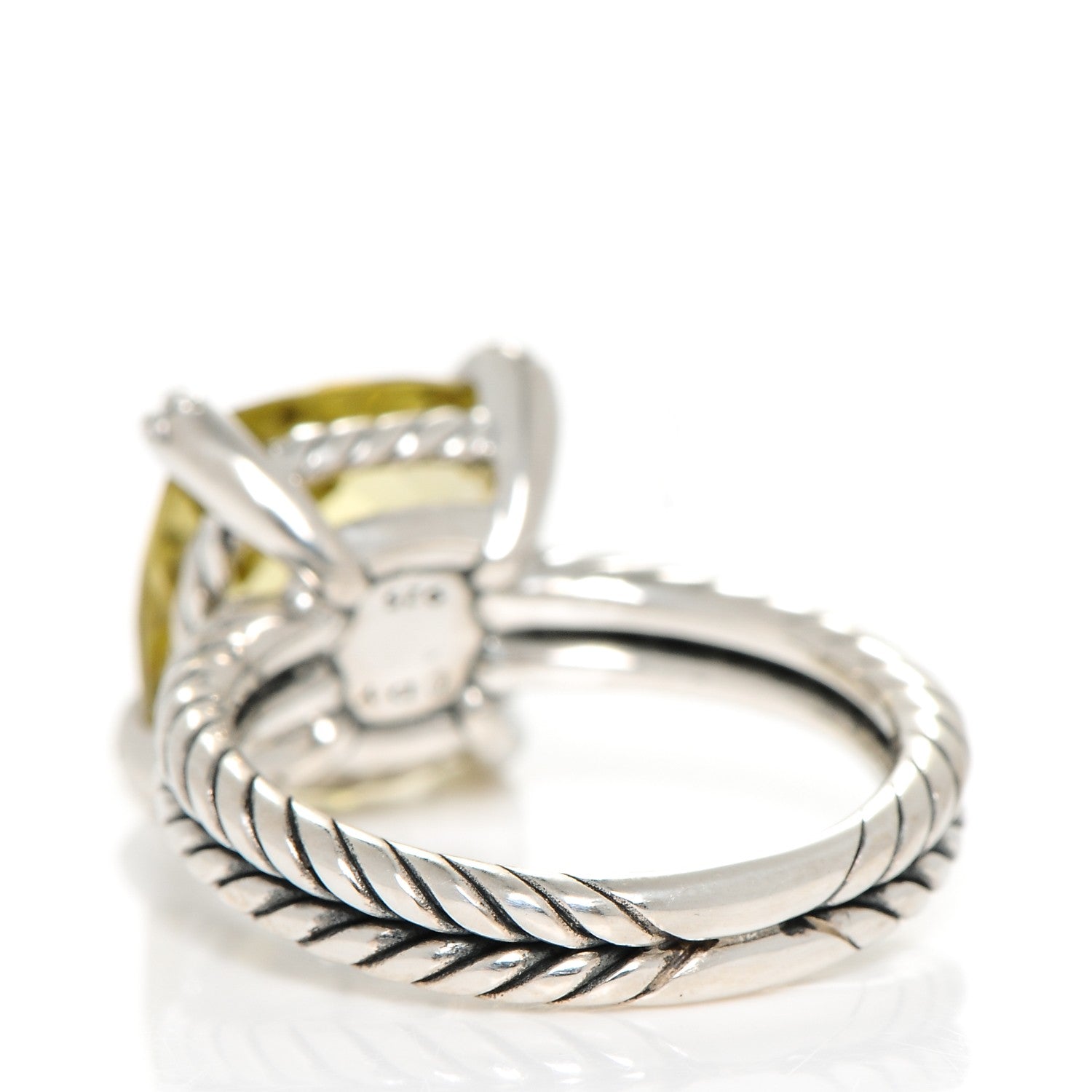 David Yurman Sterling Silver Diamond Lemon Citrine 11mm Chatelaine Ring 50 5.5 3 of 4