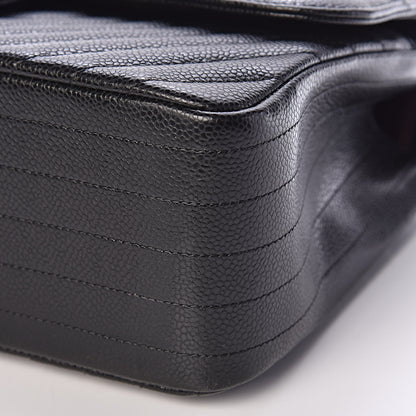 Chanel Caviar Chevron Quilted Jumbo Double Flap Black 11 of 11