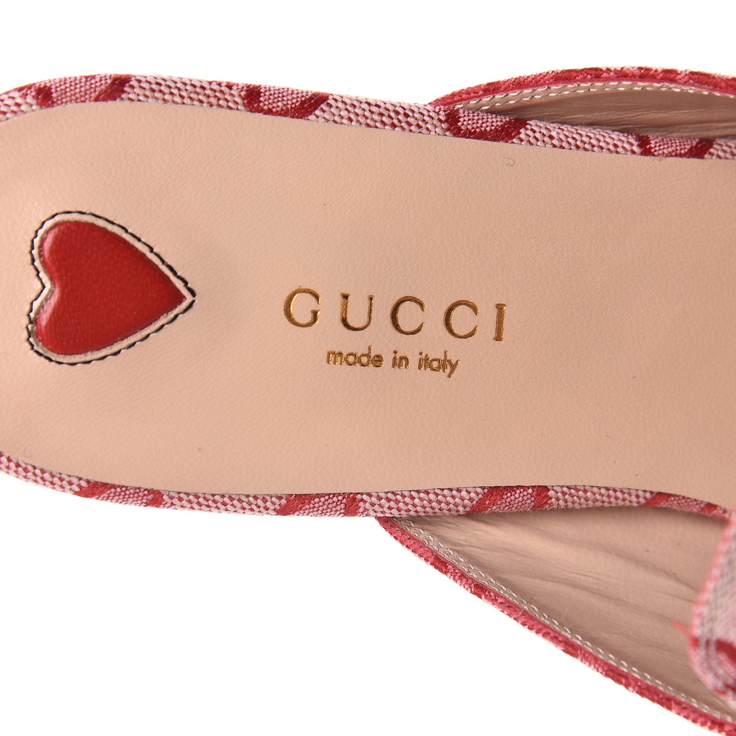 Canvas GG Monogram Horsebit Womens Princetown Slippers 37.5 Gardenia Hibiscus Red