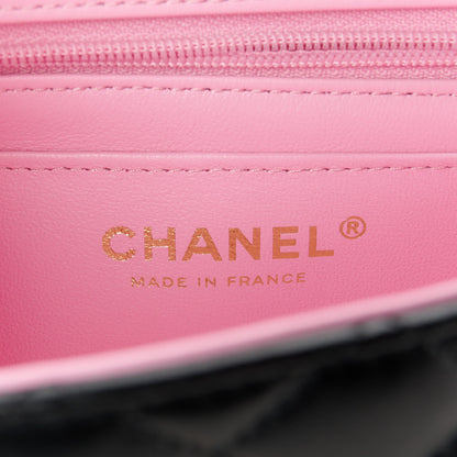 Chanel Lambskin Quilted Bi-Color Mini Top Handle Rectangular Flap Black Lilac 7 of 11