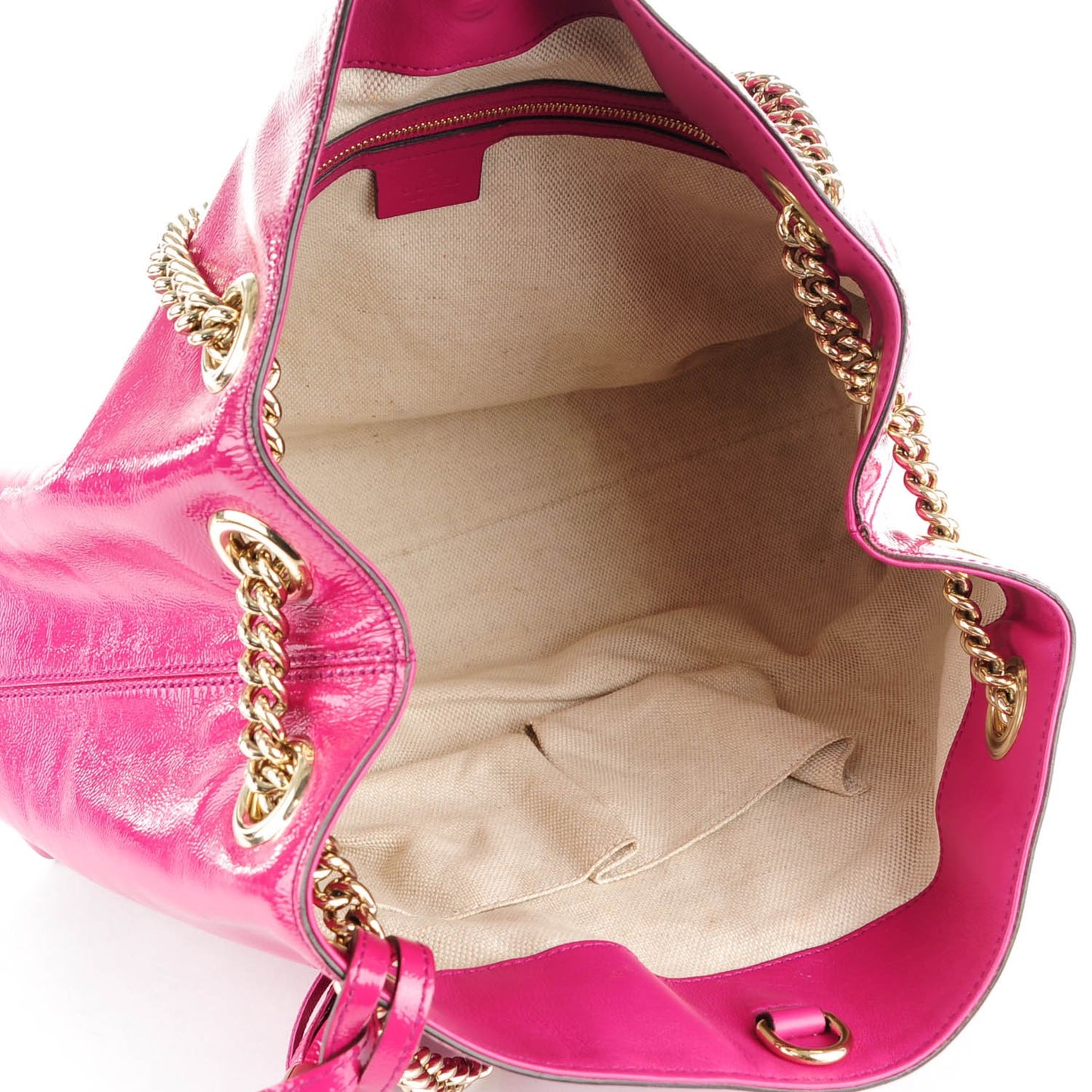 Vernice Naplack Medium Soho Chain Shoulder Bag Bright Bouganville