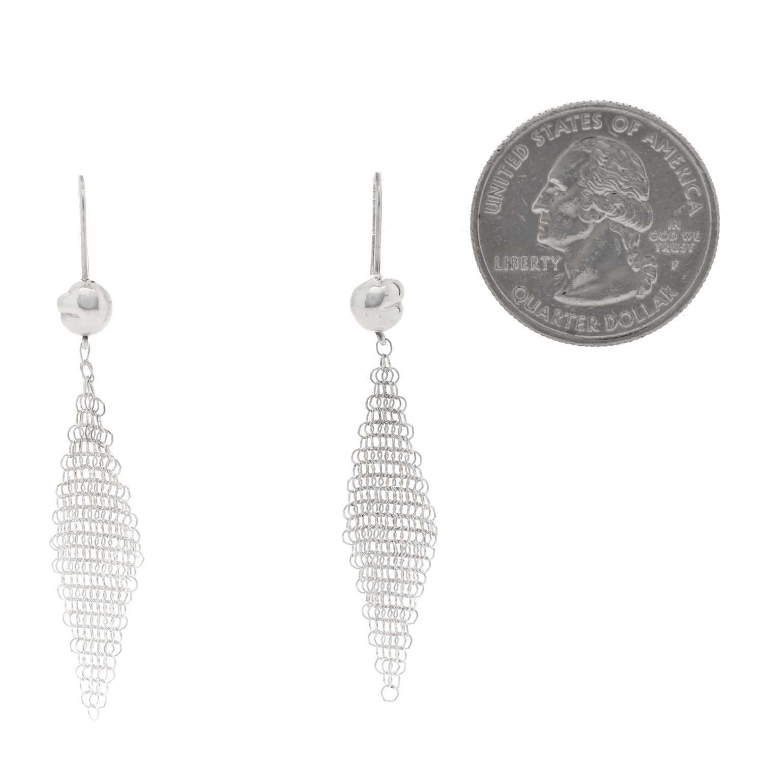 Tiffany Sterling Silver Small Elsa Peretti Mesh Earrings 2 of 6