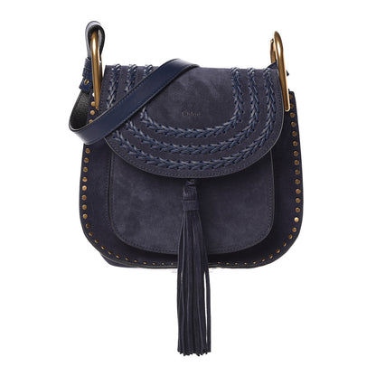 Chloe Suede Calfskin Braided Small Hudson Shoulder Bag Full Blue 1 of 12