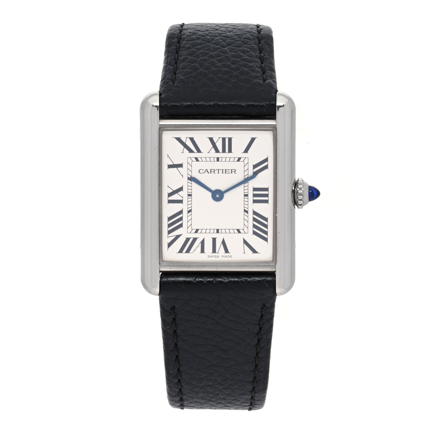 Cartier Stainless Steel Calfskin 25mm Must de Cartier Tank Quartz Watch 1 of 5