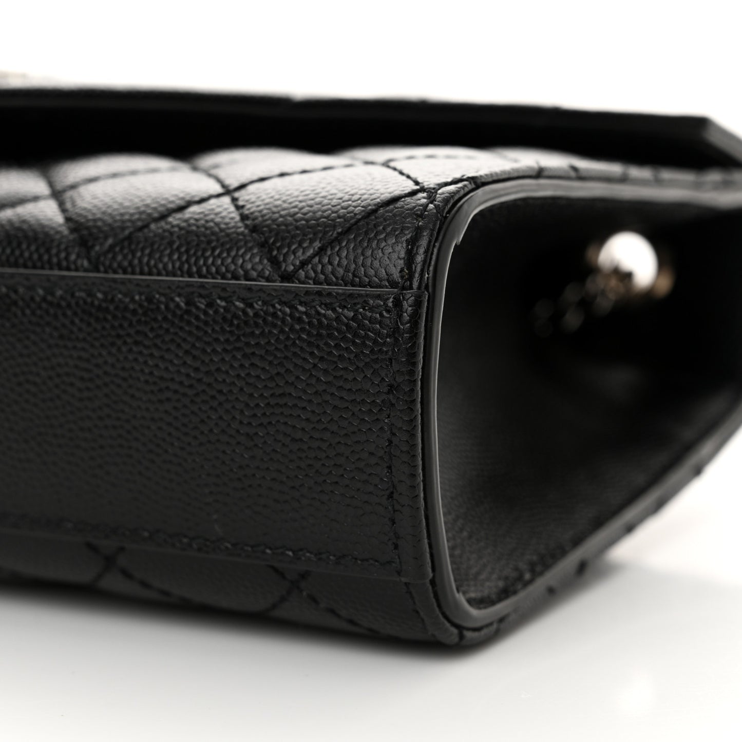 Grain De Poudre Textured Mixed Matelasse Triquilt Small Monogram Satchel Black