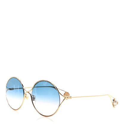 Gucci Metal Round Pearl Tip Sunglasses GG0253S Gold 1 of 6