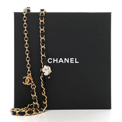 Chanel Calfskin Crystal Chain Camellia Belt 80 Black Gold 4 of 4
