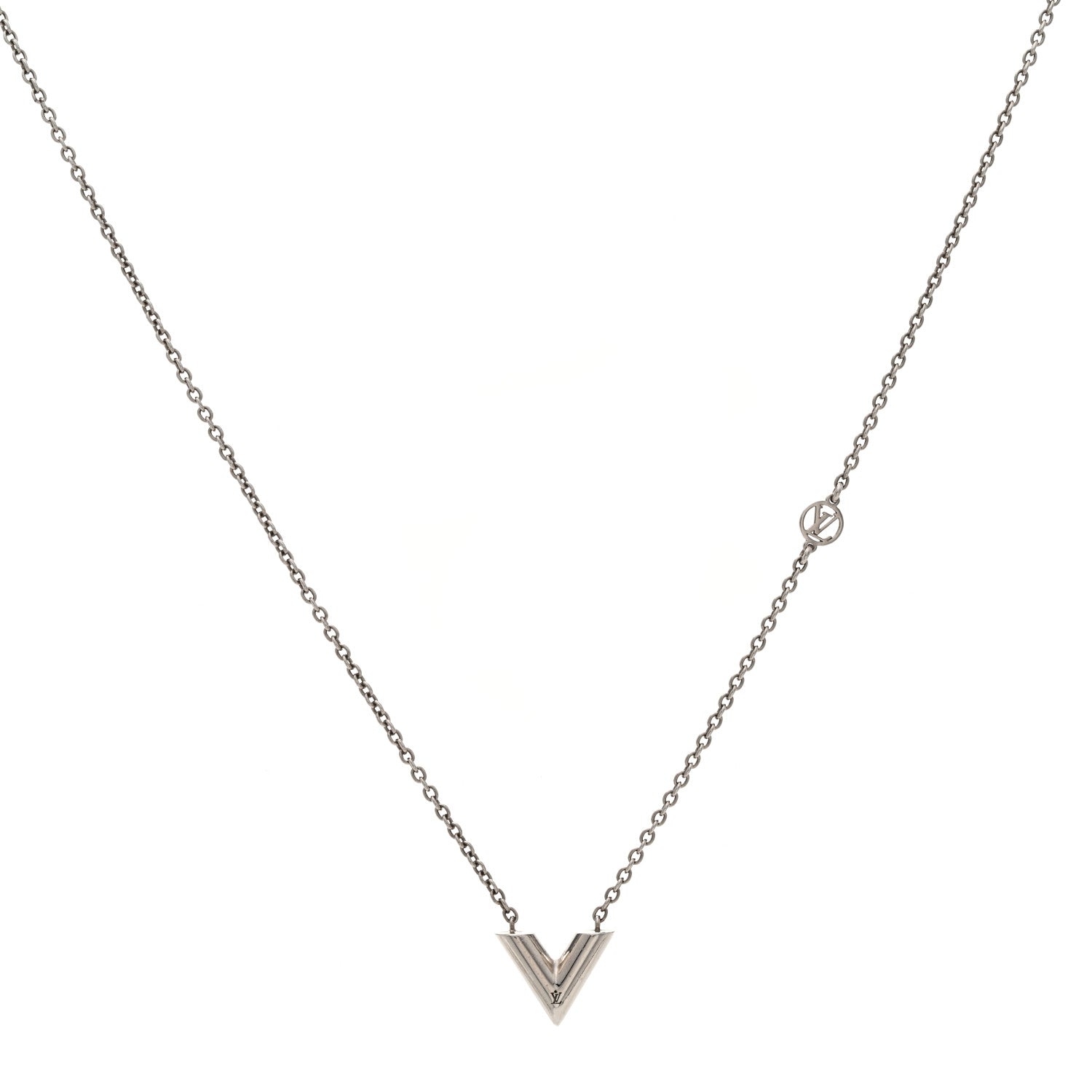 Louis Vuitton Metal Essential V Supple Necklace Silver 1 of 6