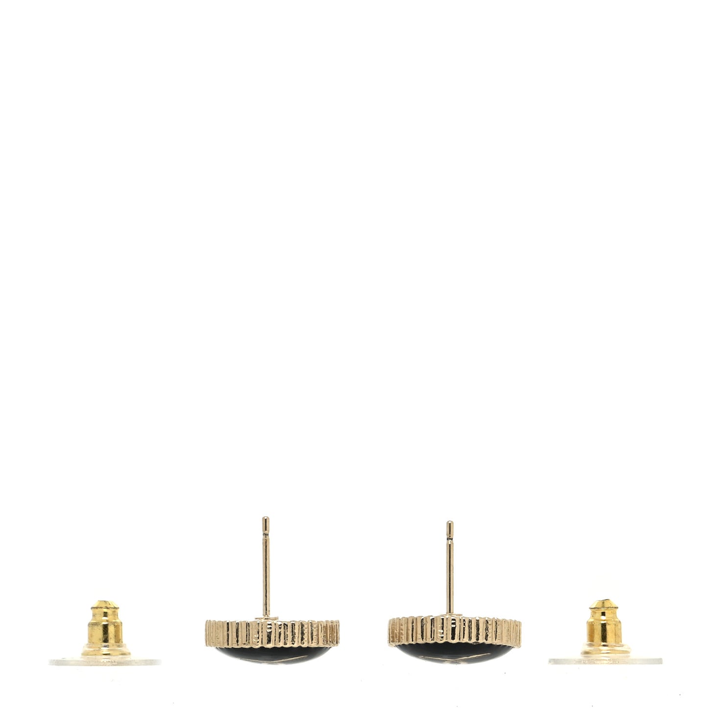 Resin CC Round Earrings Gold Black
