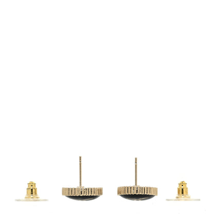 Chanel Resin CC Round Earrings Gold Black 3 of 4