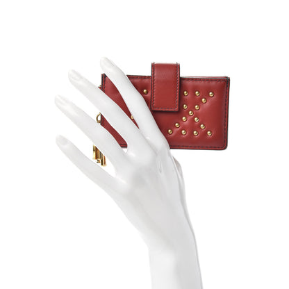 Christian Dior Lambskin Studded Cannage Lady Dior 5-Gusset Card Holder Red 2 of 6