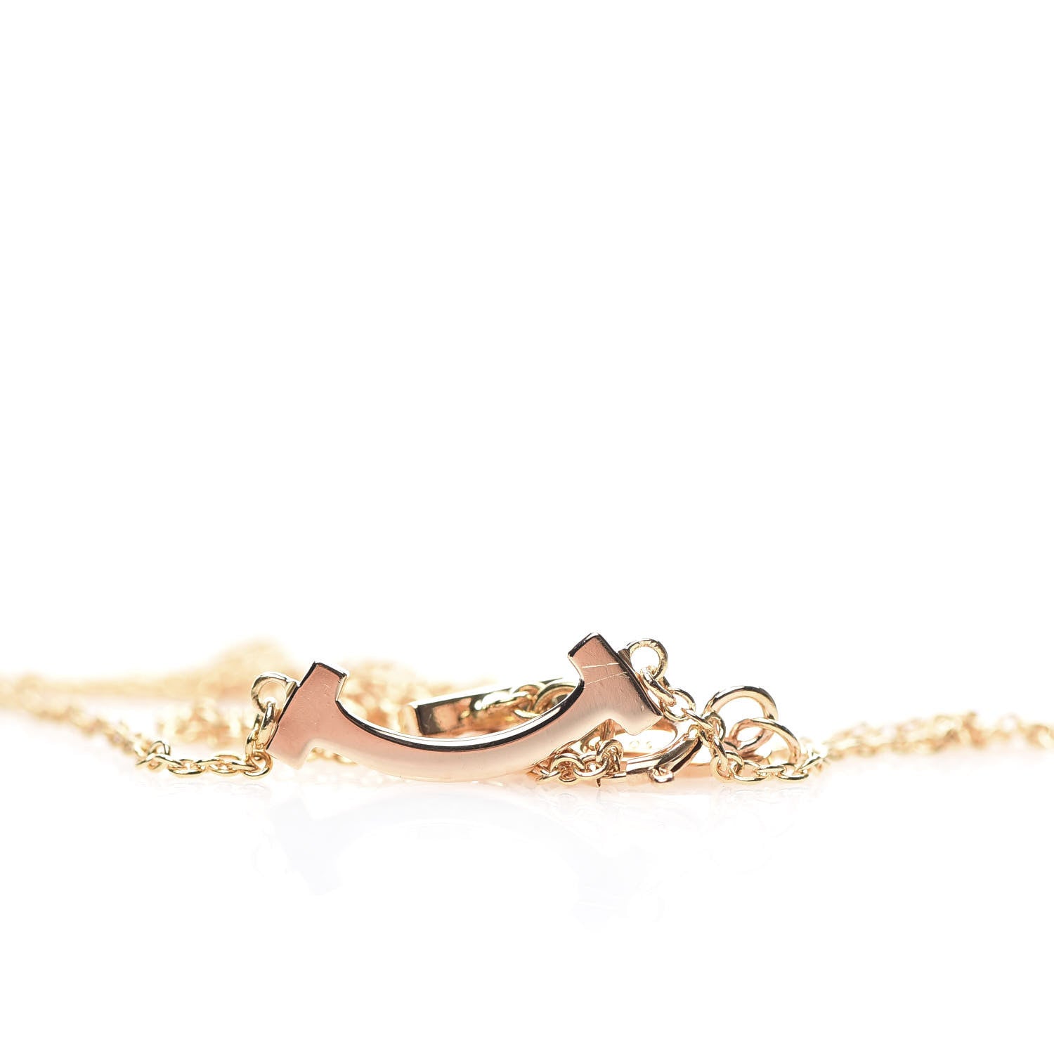 Tiffany 18K Rose Gold Diamond Mini T Smile Pendant Necklace 7 of 7