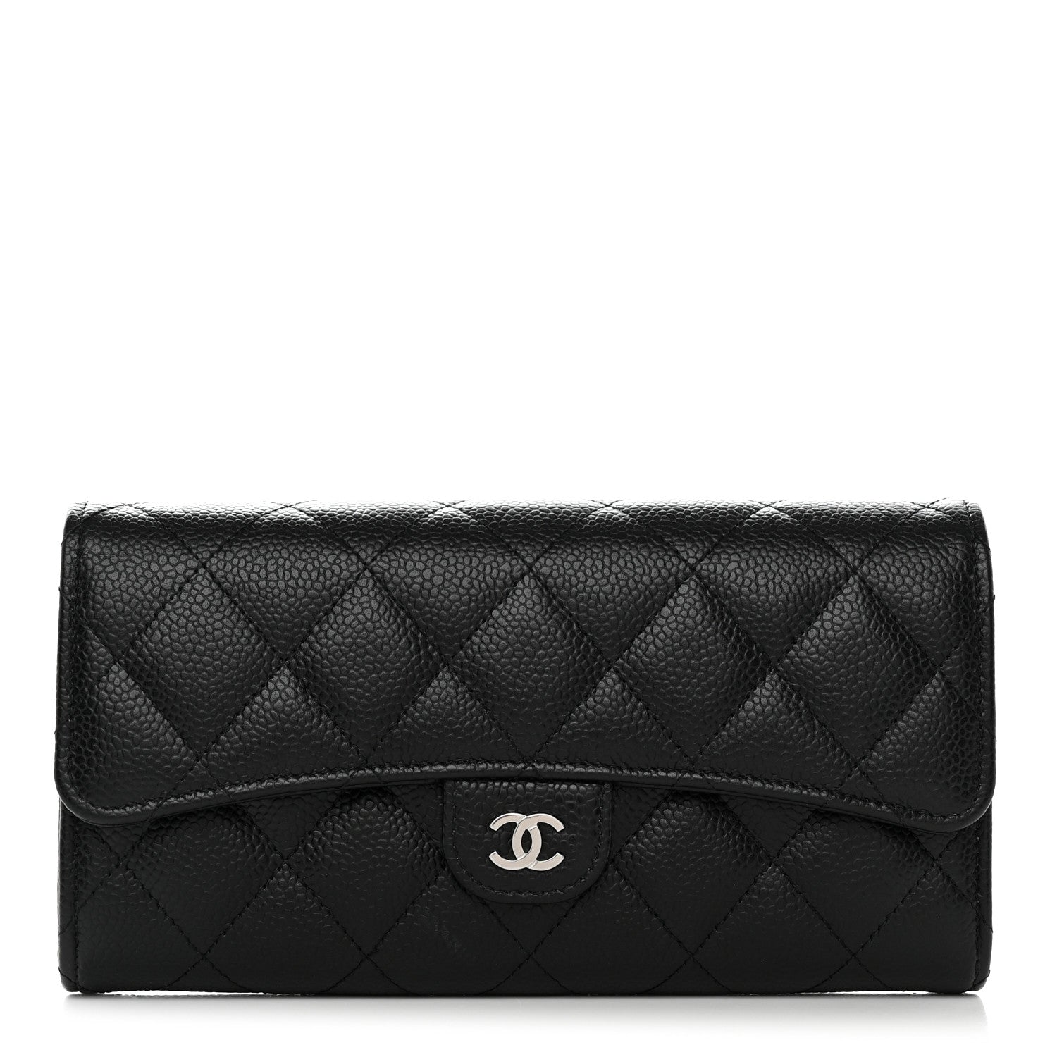Chanel Caviar Quilted Large Gusset Flap Wallet Black 1 of 8
