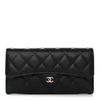 Chanel Caviar Quilted Large Gusset Flap Wallet Black 1 of 8