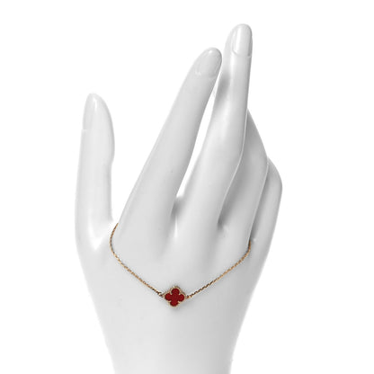 Van Cleef & Arpels 18K Rose Gold Carnelian Sweet Alhambra Bracelet 2 of 5