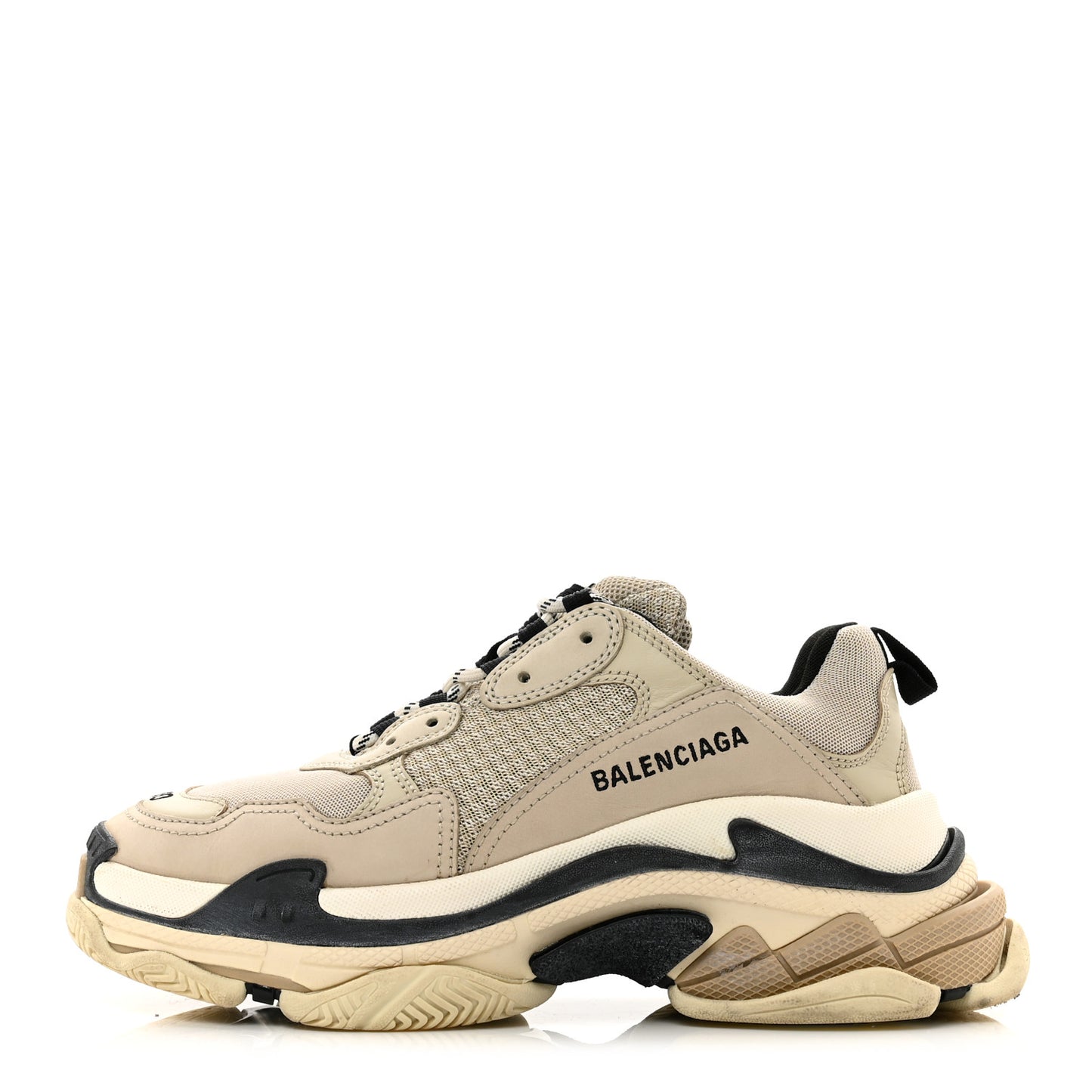 Fabric Mesh Womens Triple S Sneakers 40 Beige Black