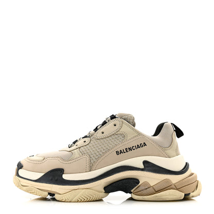 Balenciaga Fabric Mesh Womens Triple S Sneakers 40 Beige Black 1 of 7