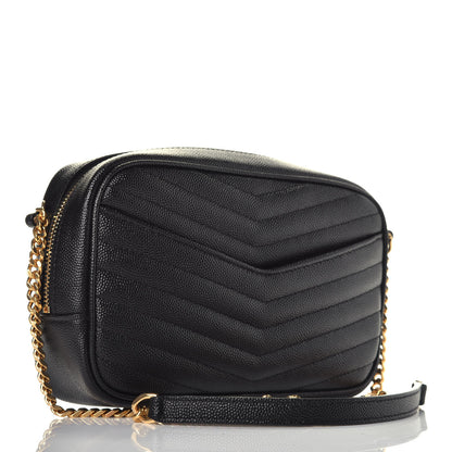 Saint Laurent Grain De Poudre Matelasse Monogram Mini Lou Camera Bag Black 3 of 9