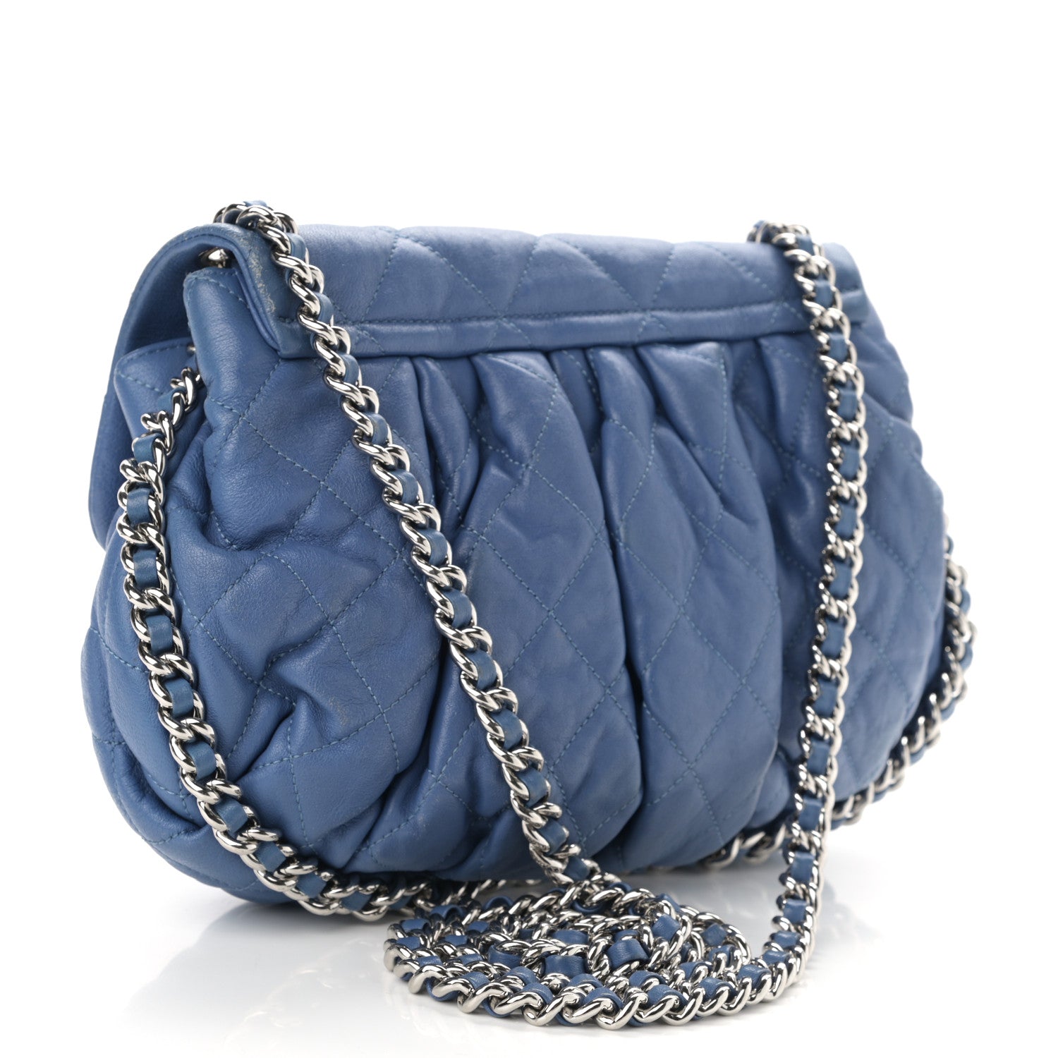 Chanel Washed Lambskin Quilted Medium Chain Around Messenger Blue 3 of 10