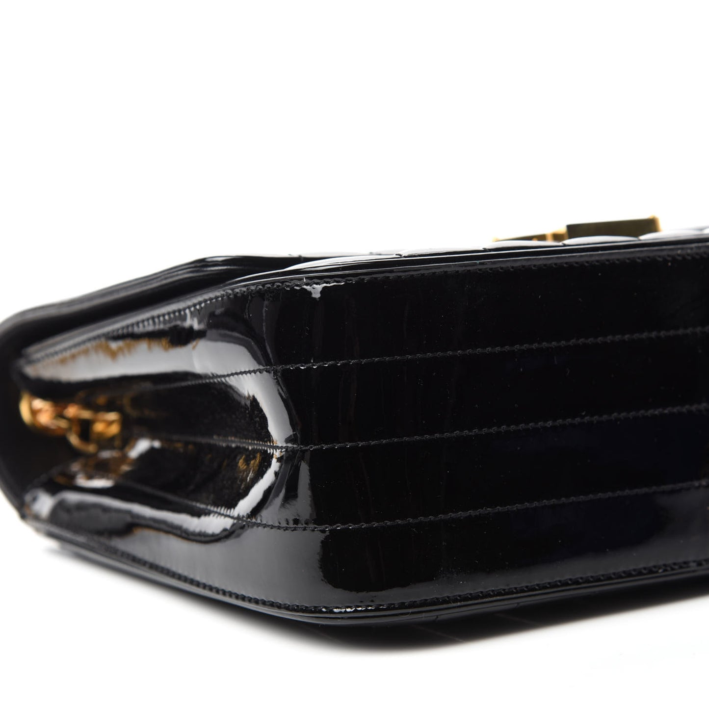 Patent Matelasse Monogram Large Vicky Chain Bag Black