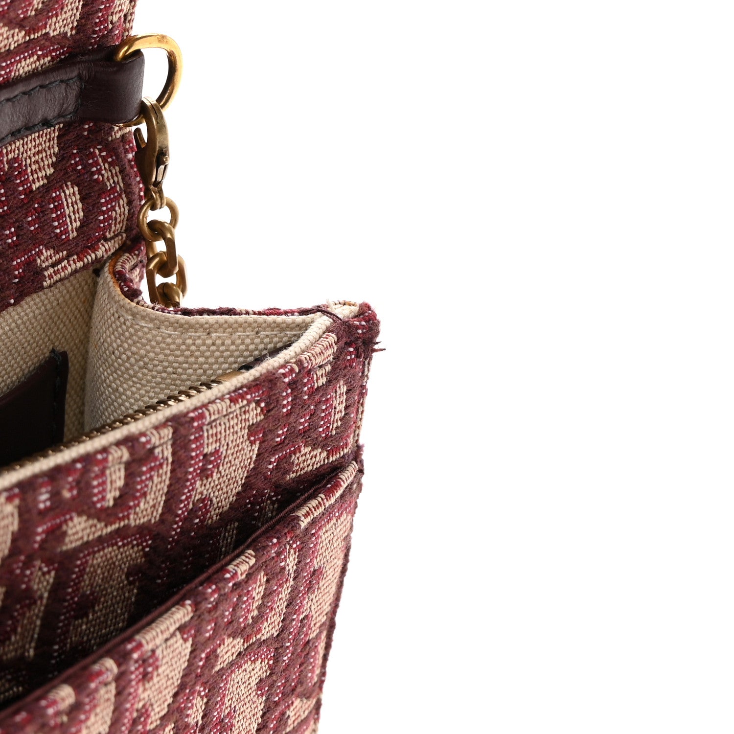Christian Dior Oblique Saddle Chain Pouch Burgundy 13 of 14