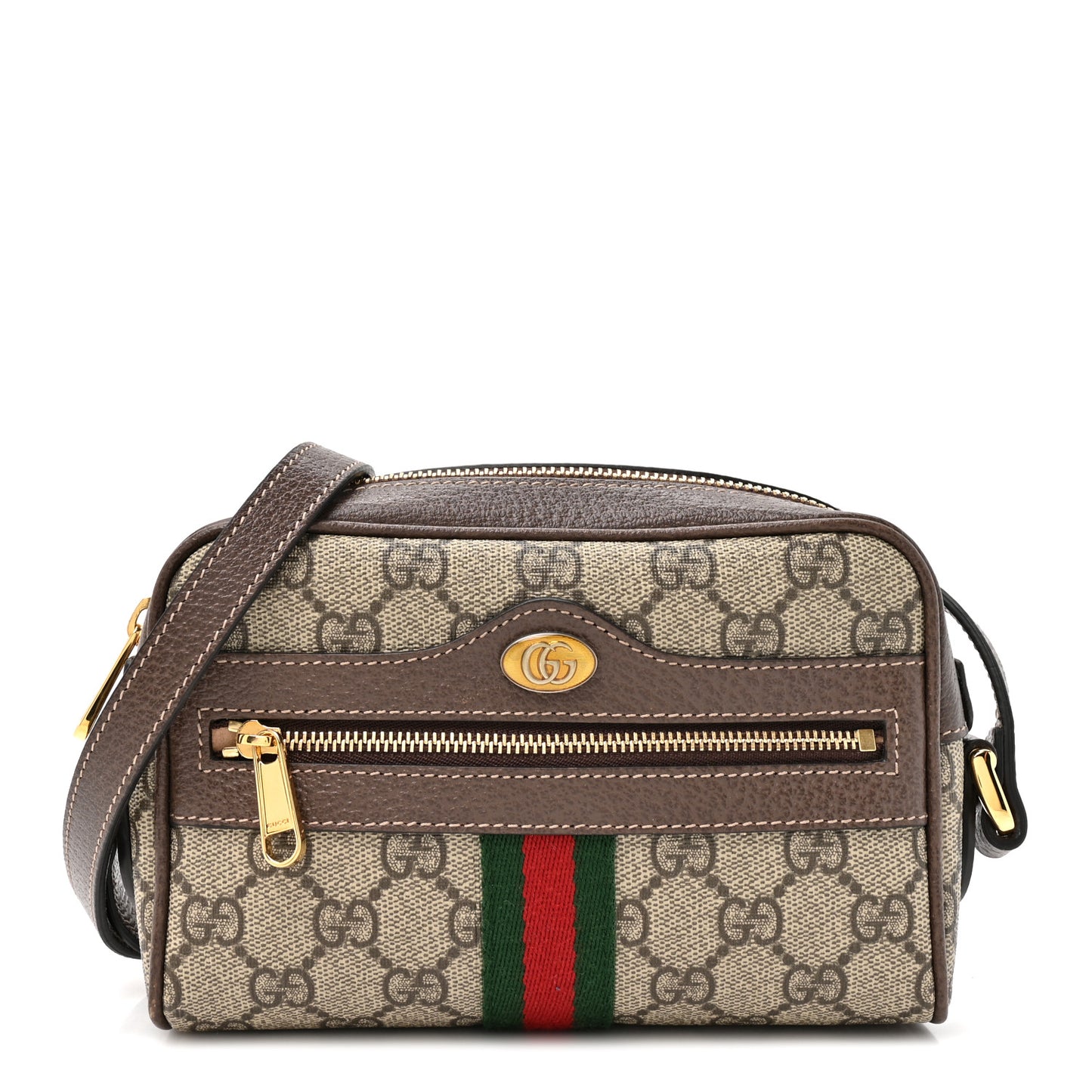 GG Supreme Monogram Web Mini Ophidia Shoulder Bag Brown