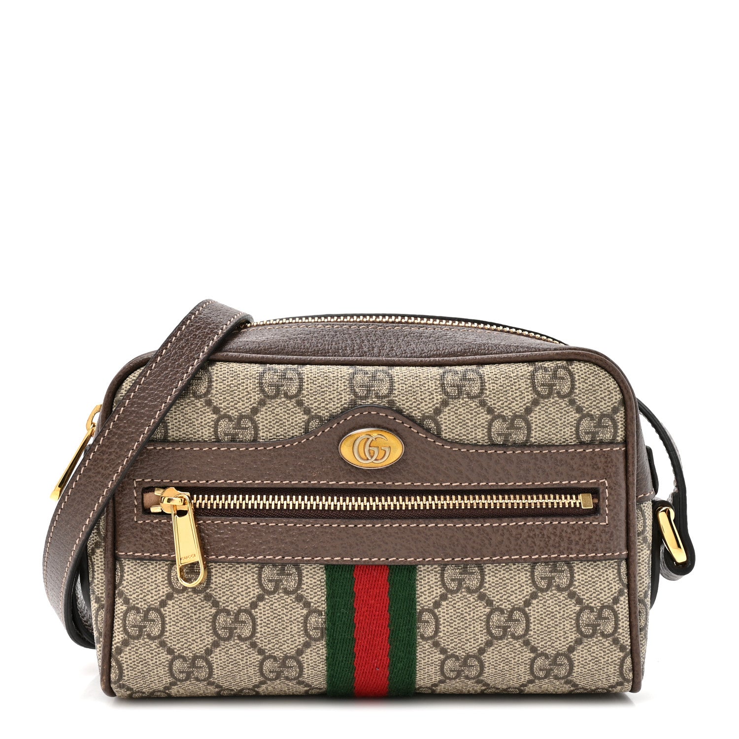 Gucci GG Supreme Monogram Web Mini Ophidia Shoulder Bag Brown 1 of 11