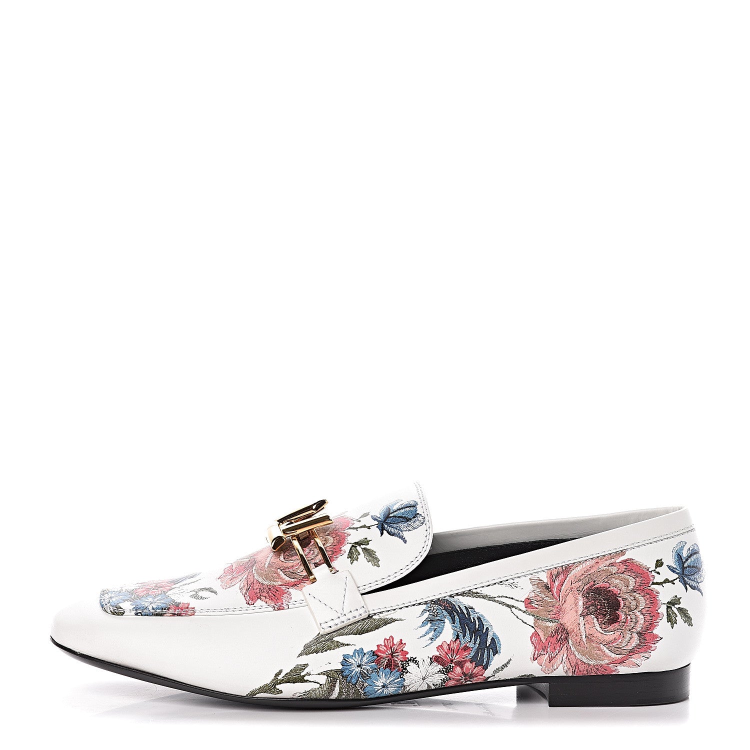 Louis Vuitton Calfskin Upper Case Flat Flowers Loafer 37.5 White Multicolor 1 of 10