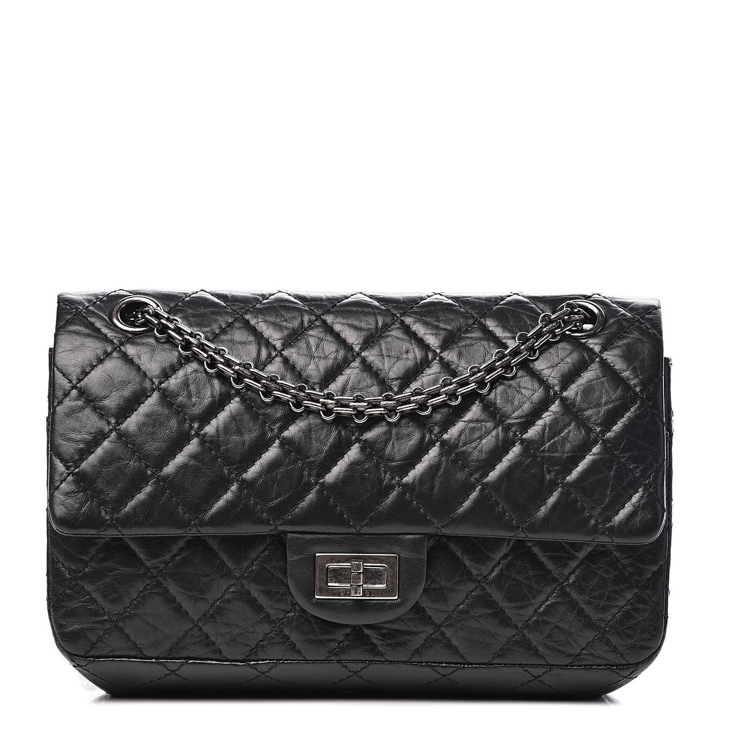 Aged Calfskin Quilted 2.55 Reissue 225 Flap Black