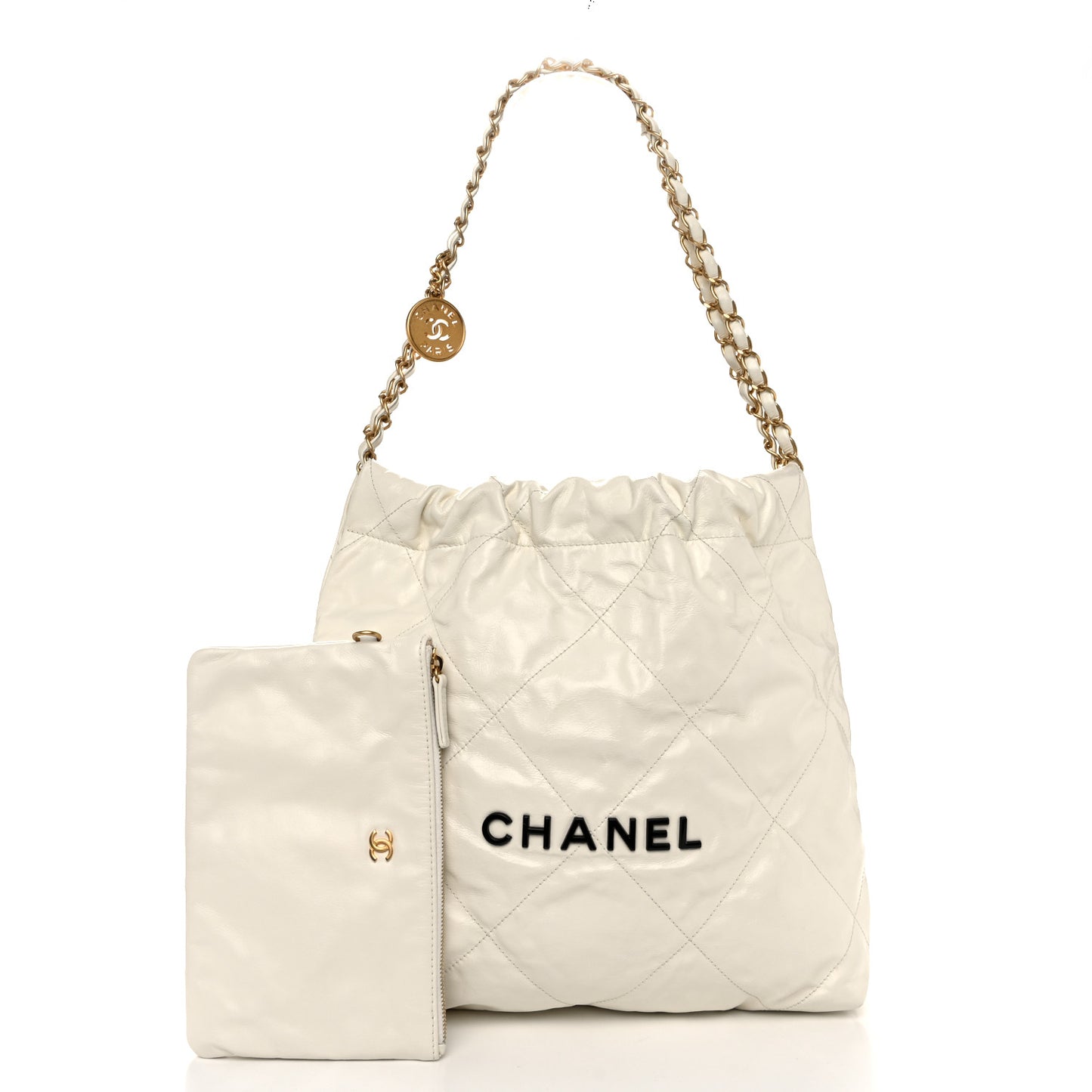 Calfskin Quilted Small Chanel 22 White