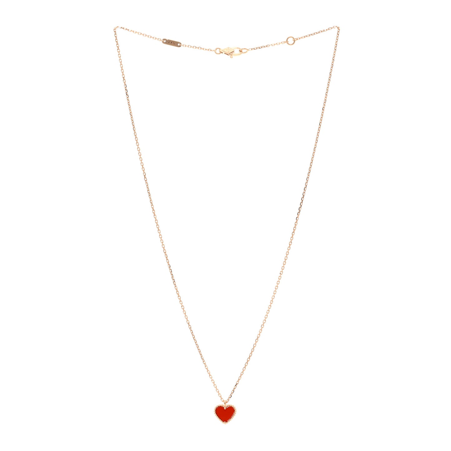 18K Rose Gold Carnelian Sweet Alhambra Heart Pendant Necklace