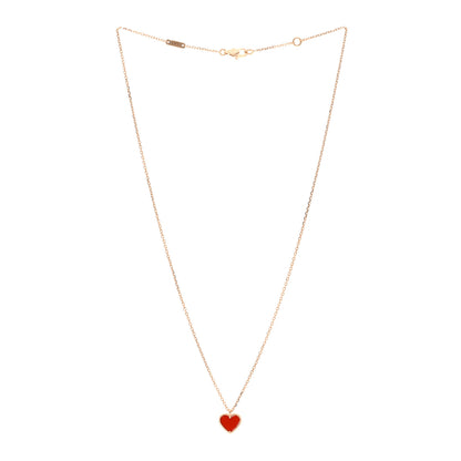 Van Cleef & Arpels 18K Rose Gold Carnelian Sweet Alhambra Heart Pendant Necklace 3 of 6