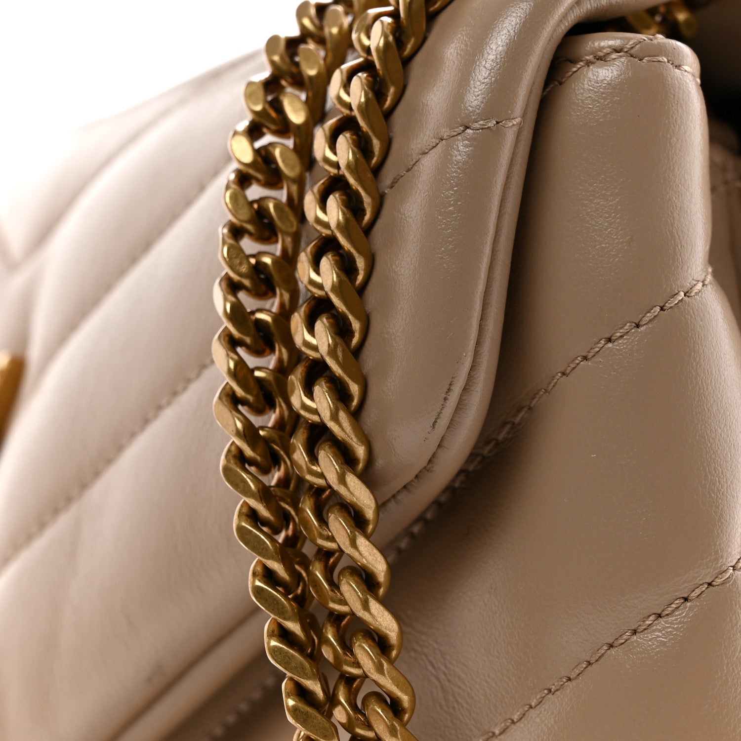Saint Laurent Calfskin Y Quilted Monogram Small Loulou Chain Satchel Dark Beige 15 of 15