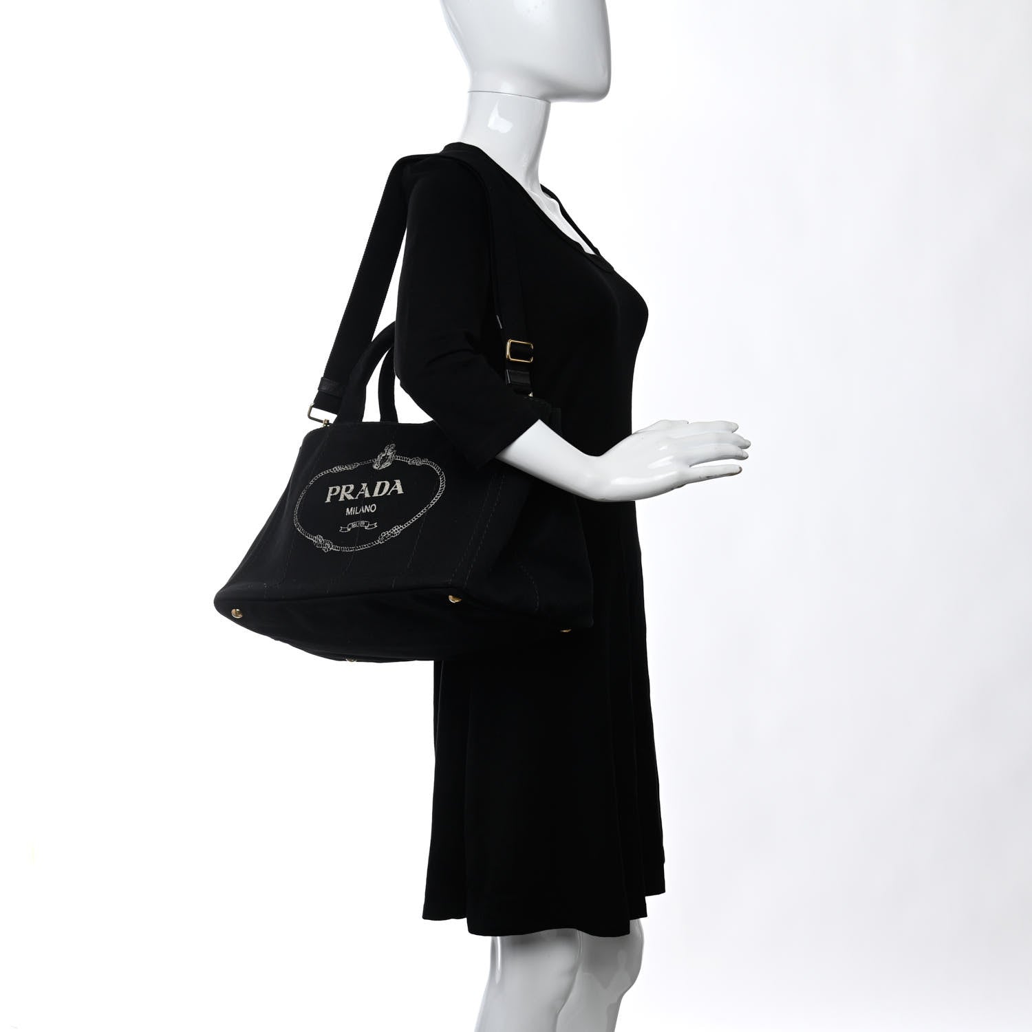 Prada Canapa Logo Tote Black 2 of 12