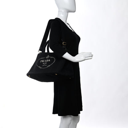 Prada Canapa Logo Tote Black 2 of 12