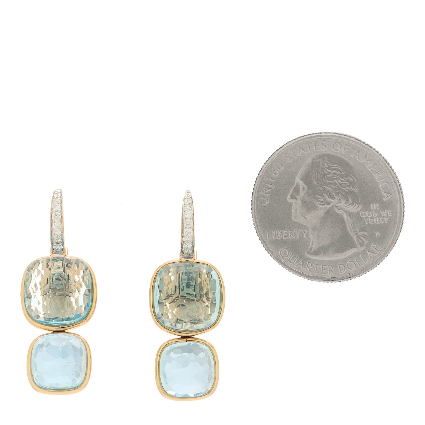 18K Rose Gold Diamond Blue Topaz Nudo Pendant Earrings